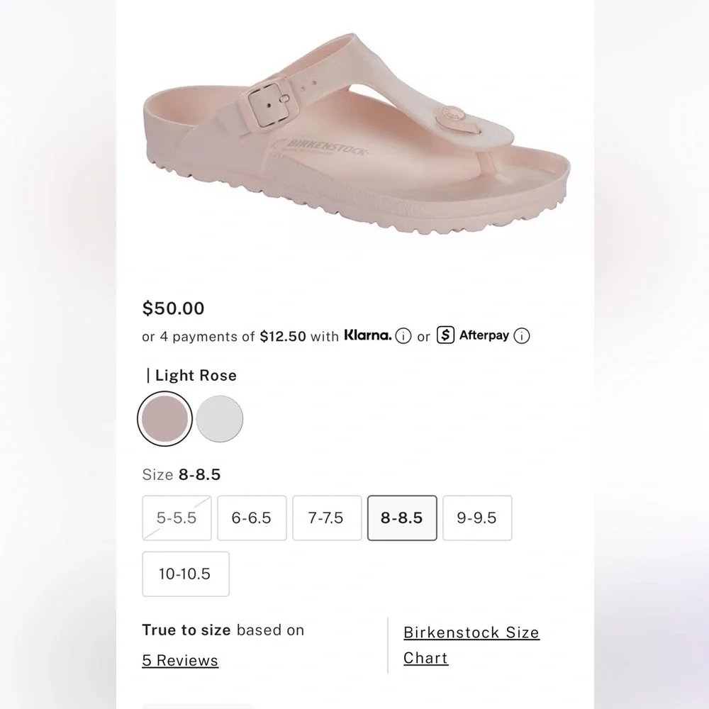New NIB Birkenstock Gizeh Eva sandals pink light rose 8-8.5 or 39 - Picture 4 of 7